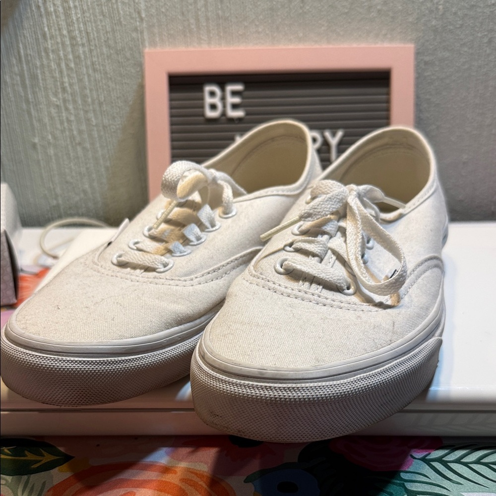 Vans White Canvas Lace-Up Sneakers